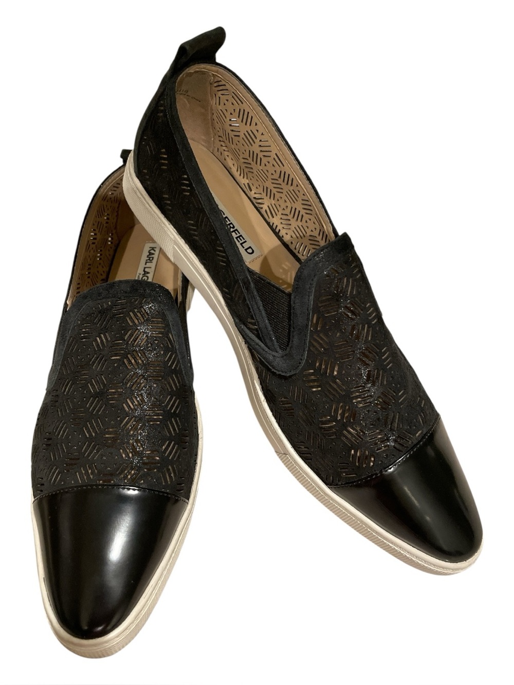 Karl Lagerfeld Black Perforated Slip-On Sneakers